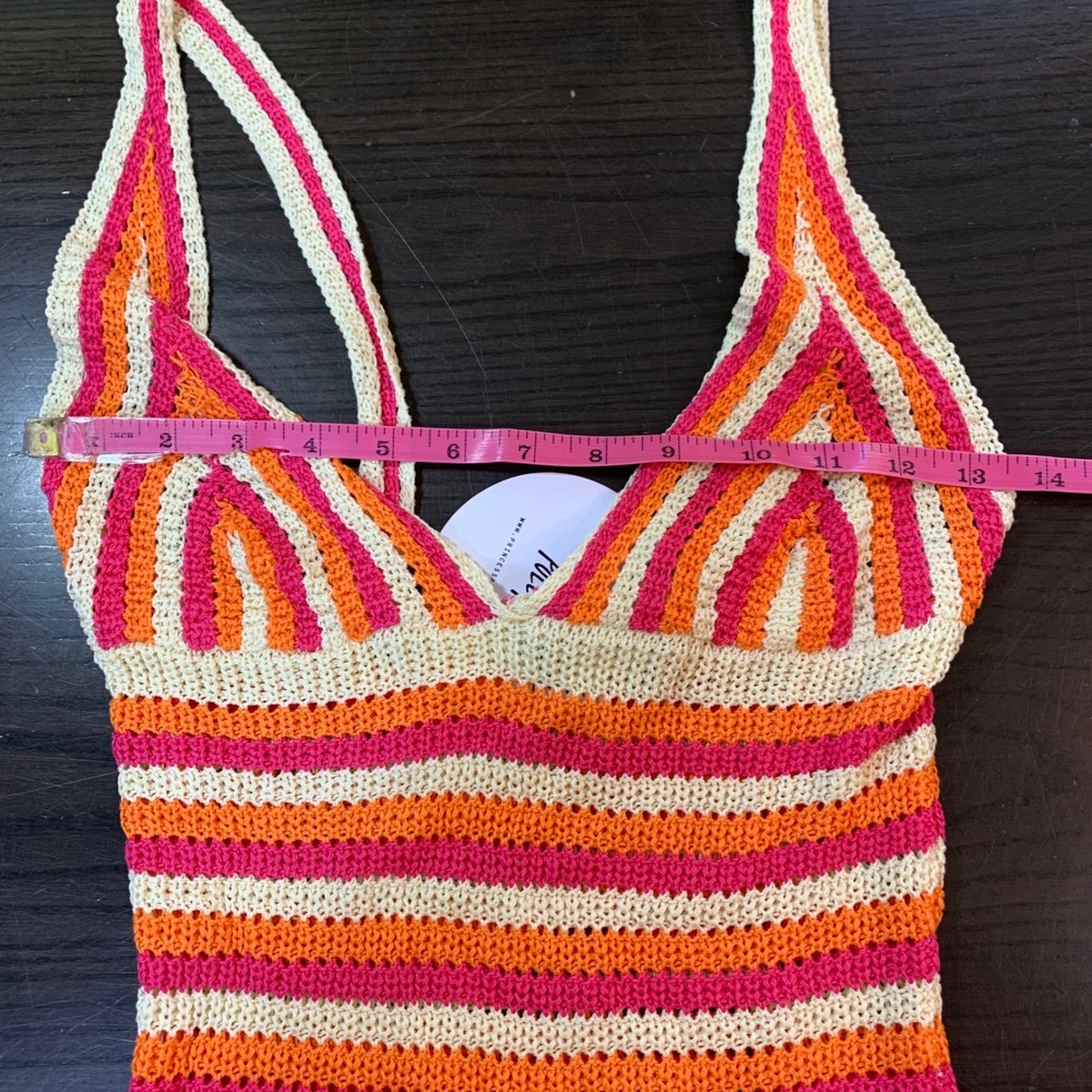 Princess Polly Pareem‎ Mini Dress US 4 Crochet Stripe Sexy Cottagecore Knitwear - Picture 8 of 14